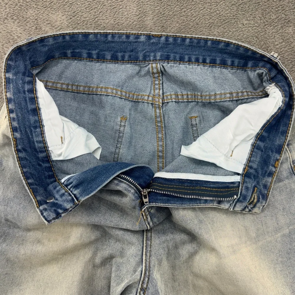 Unbranded Light Wash Wide Leg High Waisted Denim Jeans 28x30 Light Blue Relaxed - Picture 5 of 12